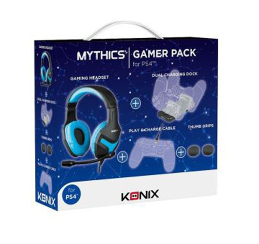 Accessoires PS4 Konix CASQUE+CHARGEUR MANETTE+CABLE MYTHICS GAMER PACK
