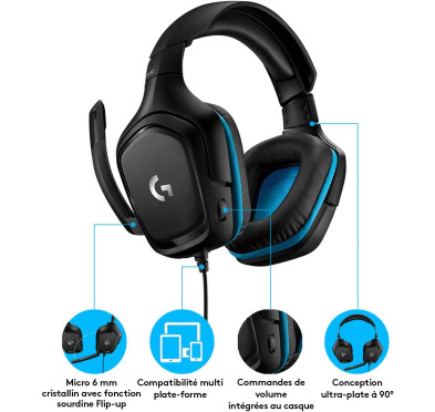 Casque Gamer Filaire Logitech G432, Son 7.1 Surround, DTS Headphone