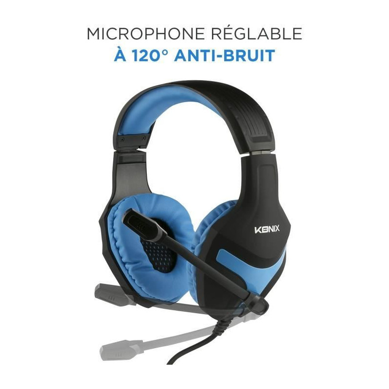 Casque Gaming Konix Mythics PS-400 Bleu avec Jeux PES 2018 pour PS4