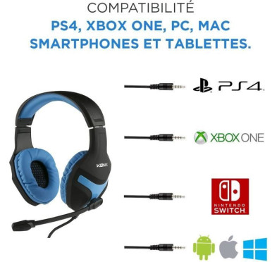 Casque Gaming Konix Mythics PS-400 Bleu avec Jeux PES 2018 pour PS4