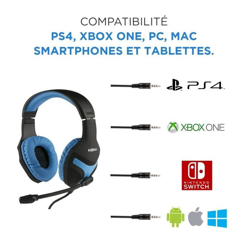 Casque Gaming Konix Mythics PS-400 Bleu avec Jeux PES 2018 pour PS4