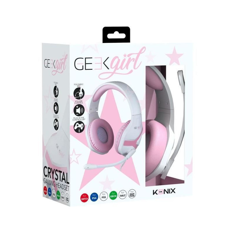 KONIX Casque Gamer Crystal Universel Geek girl KONIX Casque Gamer Crystal Universel Geek girl