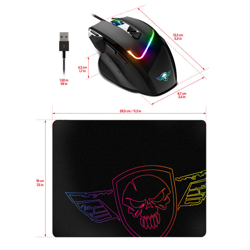 Pack Souris Gamer PRO-M3 RGB + Tapis souris