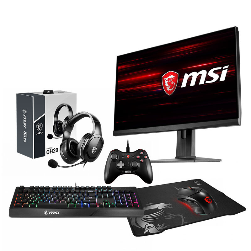 Pack MSI Gamer Full Setup: Ecran, Clavier, Souris, Casque, Tapis, Manette Pack MSI Gamer Full Setup: Ecran, Clavier, Souris, Casque, Tapis, Manette