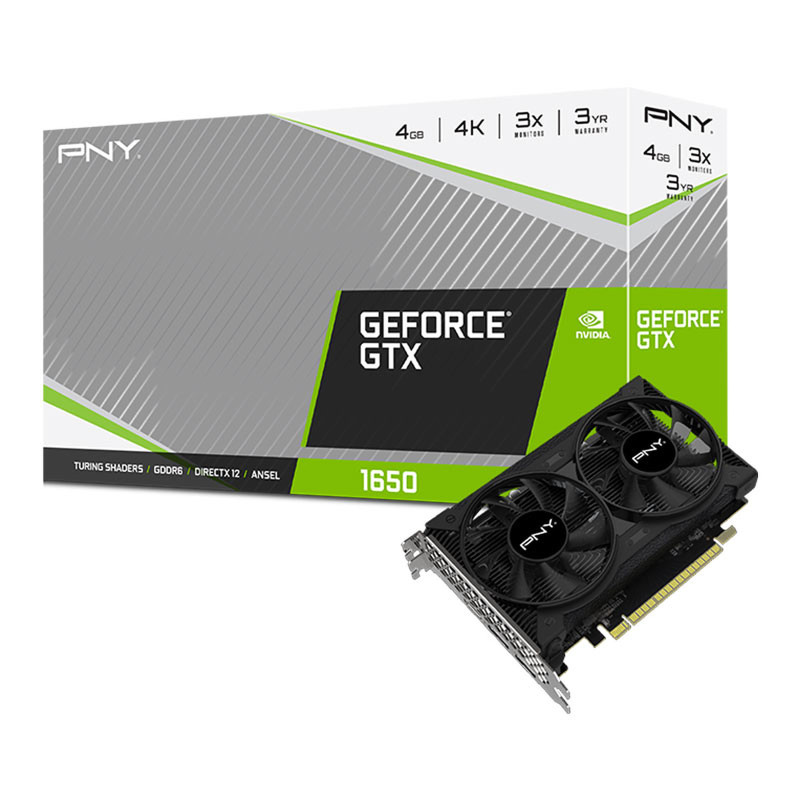 Carte Graphique PNY NVIDIA GeForce GTX1650 4Go GDDR6 double ventilateur Carte Graphique PNY NVIDIA GeForce GTX1650 4Go GDDR6 double ventilateur