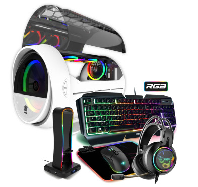 Pc sur Mesure ALPHA-WHITE WARSHIP, I5-10ème , 32Go, RTX3060 Ventus