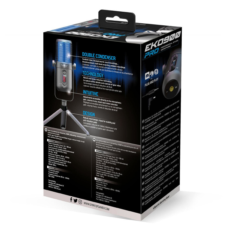 Microphone Spirit of gamer EKO-900 Cardioïde - Omnidirectionnelle - USB Microphone Spirit of gamer EKO-900 Cardioïde - Omnidirectionnelle - USB
