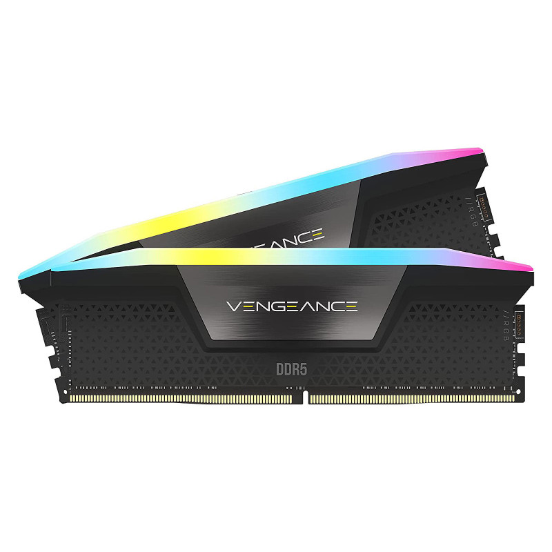 Kit de mémoire Corsair VENGEANCE® RGB, 32Go (2x16Go), DDR5 DRAM 5200MHz C40 -Noir Kit de mémoire Corsair VENGEANCE® RGB, 32Go (2x16Go), DDR5 DRAM 5200MHz C40 -Noir