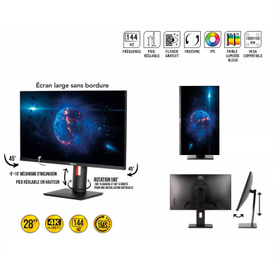 Ecran Gaming KONIX THANATOS 28" IPS, 4K, 144Hz, 1ms