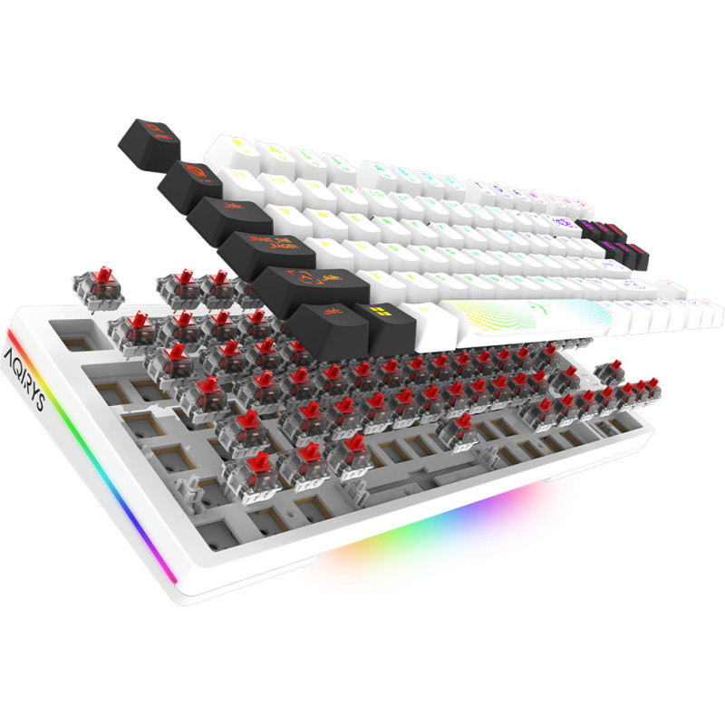 Clavier Mécanique AQIRYS ALUDRA TKL, 100% Anti-ghosting, RGB -White