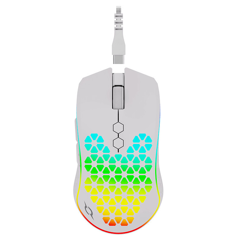 Souris Gamer AQIRYS Polaris - Double mode (Sans fil / filaire) - 16000 ppp, RGB White