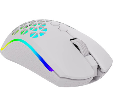 Souris Gamer AQIRYS Polaris - Double mode (Sans fil / filaire) - 16000 ppp, RGB White