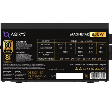 Boite d'alimentation AQIRYS MAGNETAR 850W - Black