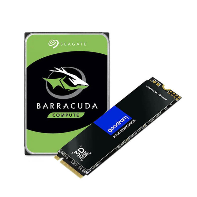 Kit upgrade PC : Disque Dur SEAGATE BARRACUDA 1 To & Disque GOODRAM SSD NVMe PX500 256Go