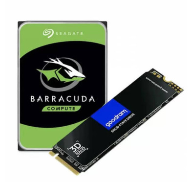 Kit upgrade PC : Disque Dur SEAGATE BARRACUDA 2 To & Disque GOODRAM SSD NVMe PX500 256Go