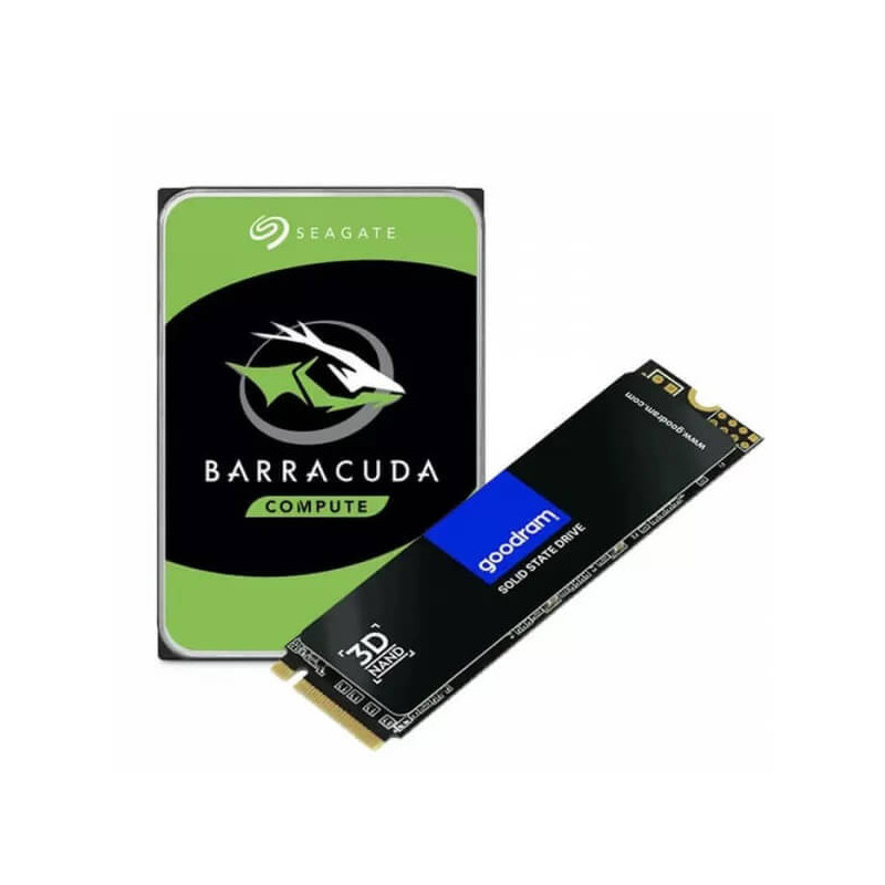 Kit upgrade PC : Disque Dur SEAGATE BARRACUDA 2 To & Disque GOODRAM SSD NVMe PX500 256Go