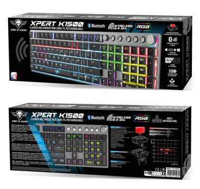 Clavier Gamer Mécanique Sans Fil SOG K1500, 100% Anti-ghosting, RGB