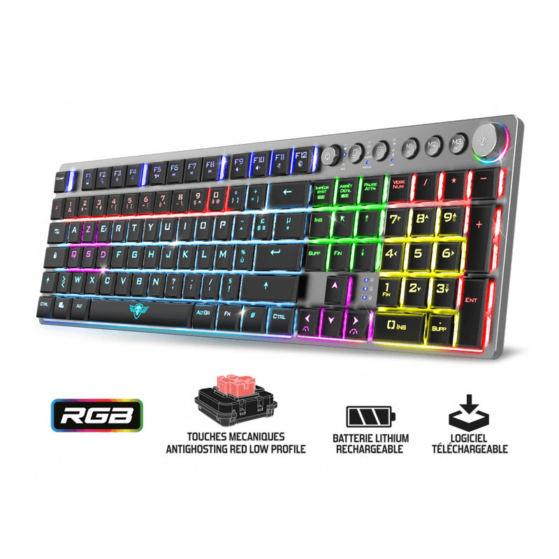 TECURS Clavier Gaming sans fil Bluetooth Gamer Keyboard Mécanique