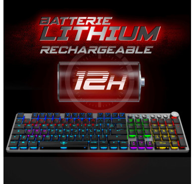 Clavier Gamer Mécanique Sans Fil SOG K1500, 100% Anti-ghosting, RGB