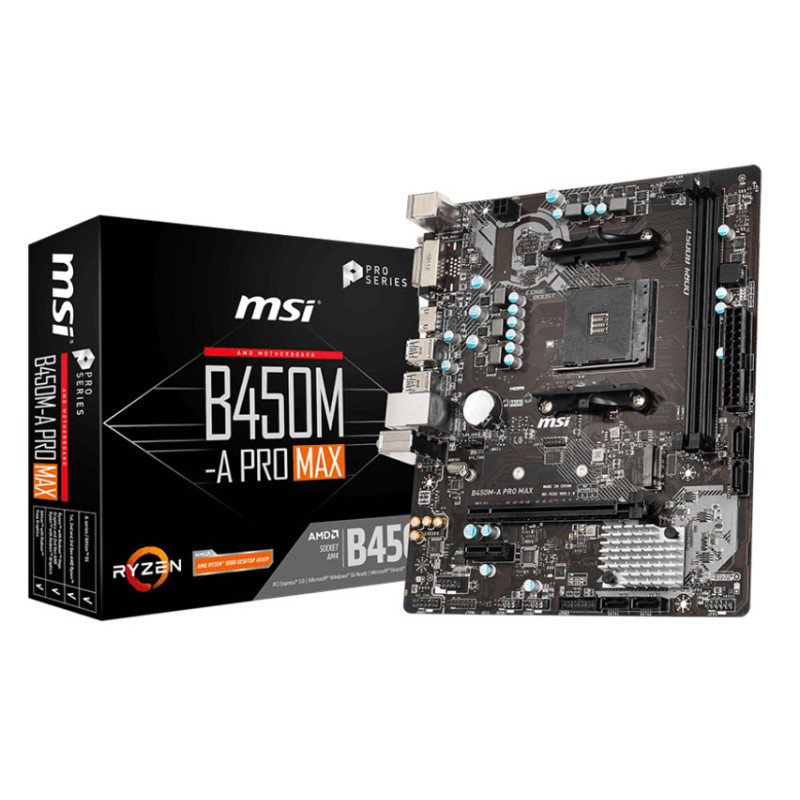 Carte Mère MSI B450M-A PRO MAX - AMD AM4, Core Boost, DDR4 Boost, Turbo M.2