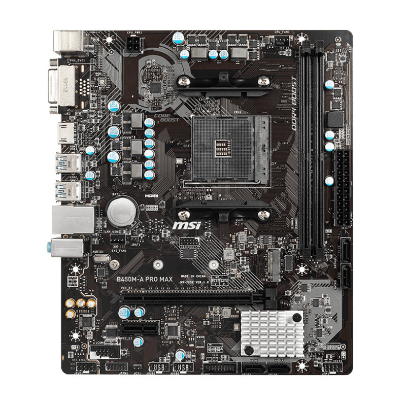 Carte Mère MSI B450M-A PRO MAX - AMD AM4, Core Boost, DDR4 Boost, Turbo M.2 Carte Mère MSI B450M-A PRO MAX - AMD AM4, Core Boost, DDR4 Boost, Turbo M.2