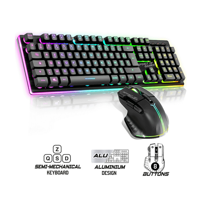 Pack Gamer sans fil SOG ULT600: clavier semi-mécanique & souris 8 Boutons Pack Gamer sans fil SOG ULT600: clavier semi-mécanique & souris 8 Boutons