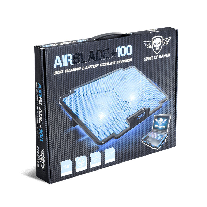 Refroidisseur pour pc portable de 15.6" SOG Airblade 100 Bleu Refroidisseur pour pc portable de 15.6" SOG Airblade 100 Bleu