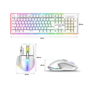 Pack Gamer sans fil clavier semi mécanique + souris SOG ULT600 RGB Blanc