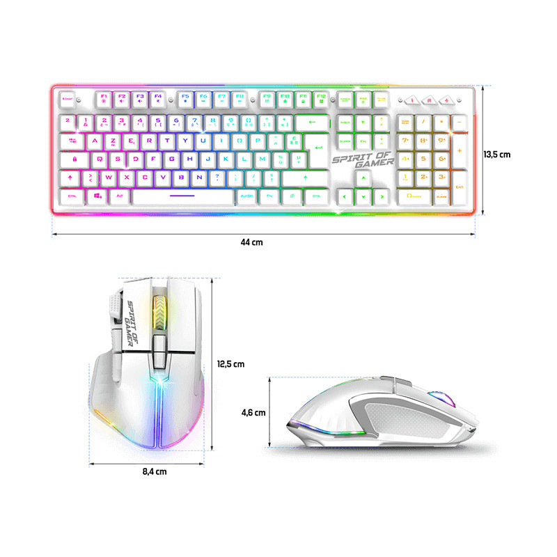 Pack Gamer sans fil clavier semi mécanique + souris SOG ULT600 RGB Blanc