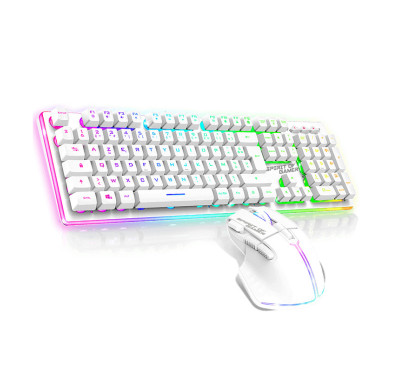 Pack Gamer sans fil clavier semi mécanique + souris SOG ULT600 RGB Blanc