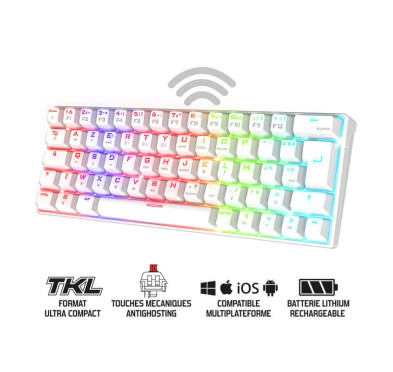 Clavier Spirit Of Gamer XPERT-K200 - Mécanique sans fil , RGB WHITE