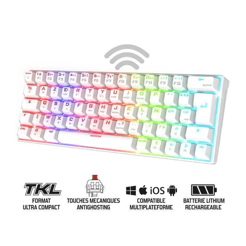 Clavier Spirit Of Gamer XPERT-K200 - Mécanique sans fil , RGB WHITE Clavier Spirit Of Gamer XPERT-K200 - Mécanique sans fil , RGB WHITE