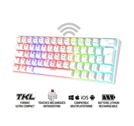 Clavier Spirit Of Gamer XPERT-K200 - Mécanique sans fil , RGB WHITE