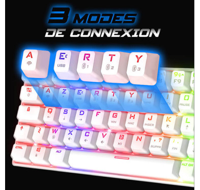 Clavier Spirit Of Gamer XPERT-K200 - Mécanique sans fil , RGB WHITE