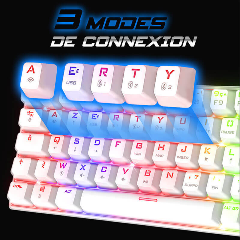 Clavier Spirit Of Gamer XPERT-K200 - Mécanique sans fil , RGB WHITE Clavier Spirit Of Gamer XPERT-K200 - Mécanique sans fil , RGB WHITE
