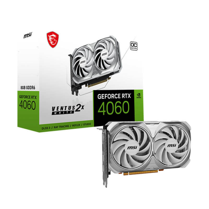 Carte graphique MSI GeForce RTX 4060 Ventus 2X Blanc OC - 8Go GDDR6 Carte graphique MSI GeForce RTX 4060 Ventus 2X Blanc OC - 8Go GDDR6