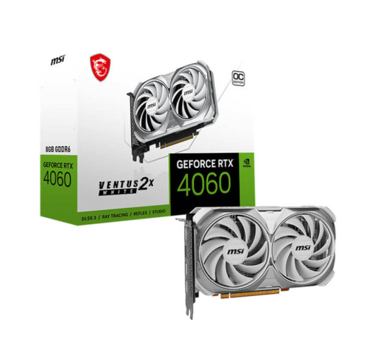 Carte graphique MSI GeForce RTX 4060 Ventus 2X Blanc OC - 8Go GDDR6