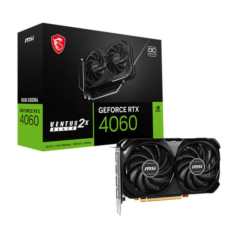 Carte graphique MSI GeForce RTX 4060 Ventus 2X Black OC - 8Go GDDR6 Carte graphique MSI GeForce RTX 4060 Ventus 2X Black OC - 8Go GDDR6