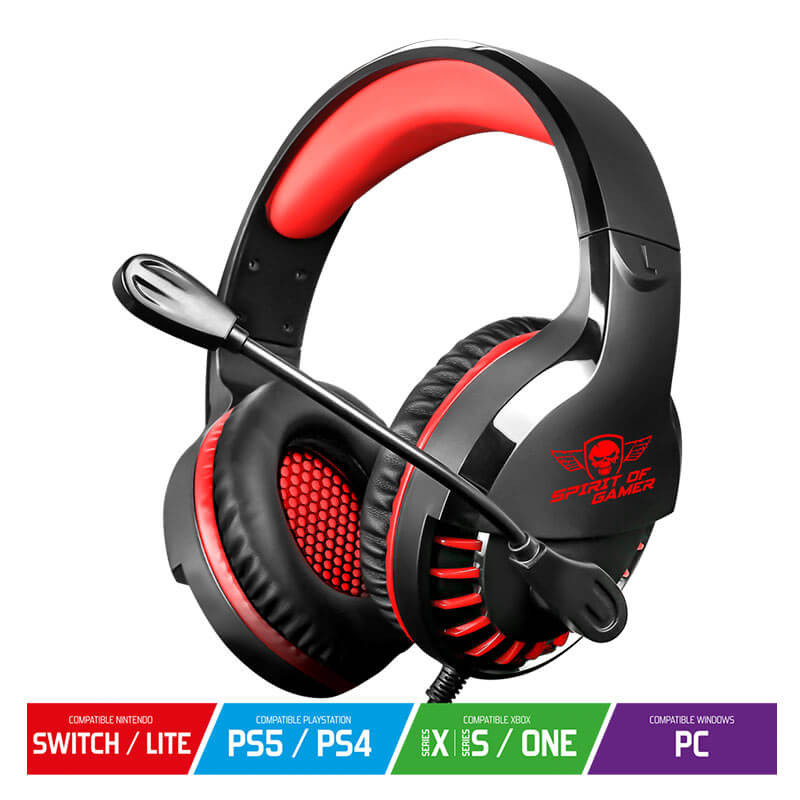 Casque-micro Gamer Spirit of Gamer PRO-H3 Multiplateforme - Noir & Rouge