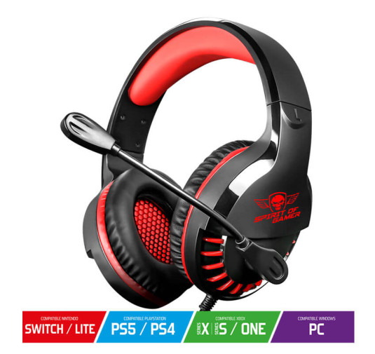 Casque-micro Gamer Spirit of Gamer PRO-H3 Multiplateforme - Noir & Rouge