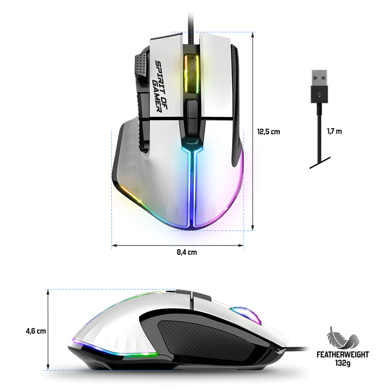 Souris Gaming Spirit of Gamer PRO M5 RGB - White Souris Gaming Spirit of Gamer PRO M5 RGB - White