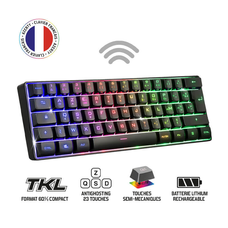 Clavier Gamer SOG - SEMI Mécanique sans fil ELITE-K50, RGB BLACK Clavier Gamer SOG - SEMI Mécanique sans fil ELITE-K50, RGB BLACK