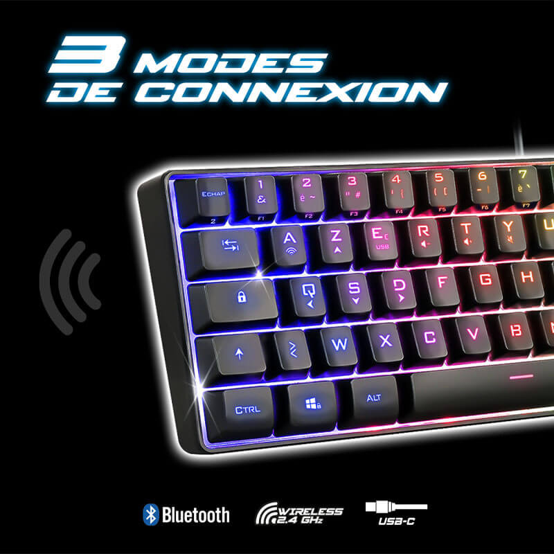 Clavier Gamer SOG - SEMI Mécanique sans fil ELITE-K50, RGB BLACK Clavier Gamer SOG - SEMI Mécanique sans fil ELITE-K50, RGB BLACK