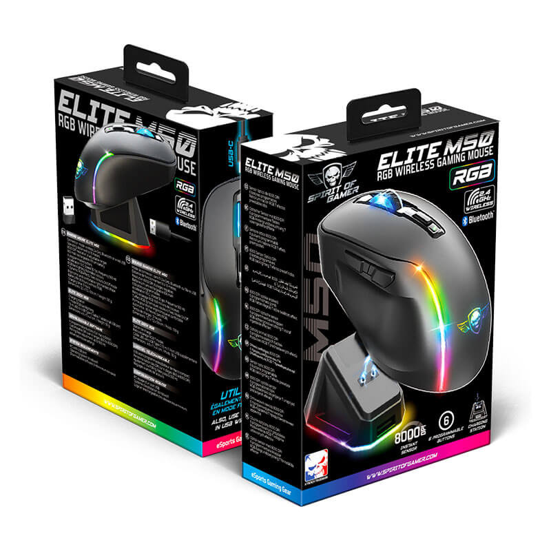 Souris Gaming sans fil Spirit of Gamer ELITE M50 DARK - 8000 dpi