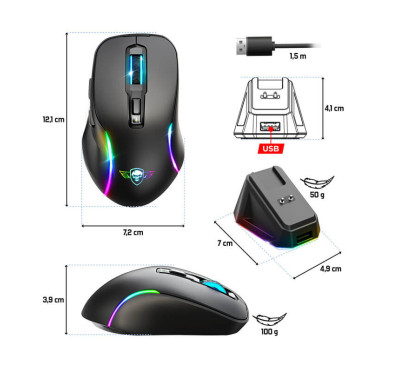 Souris Gaming sans fil Spirit of Gamer ELITE M50 DARK - 8000 dpi
