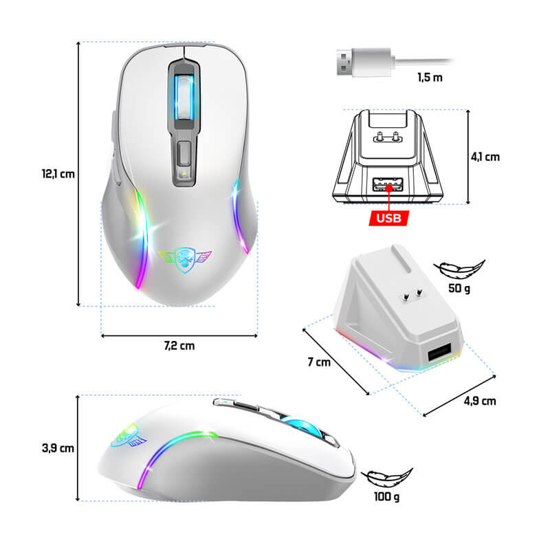 Souris Gaming sans fil Spirit of Gamer ELITE M50 ARTIC (8000 dpi)