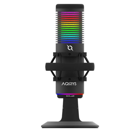 Micro Gamer AQIRYS GALILEO RGB, Double condensateur, Cardioïde et omnidirectionnel