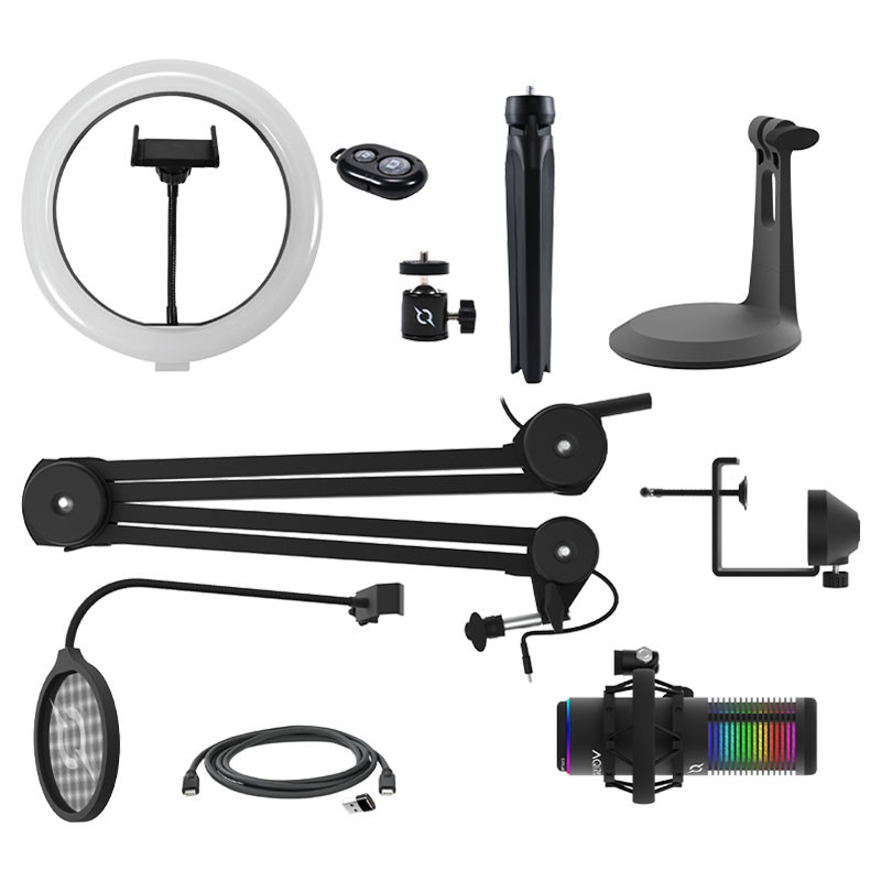 Micro Gamer AQIRYS GALILEO RGB, Double condensateur, Cardioïde et omnidirectionnel Micro Gamer AQIRYS GALILEO RGB, Double condensateur, Cardioïde et omnidirectionnel