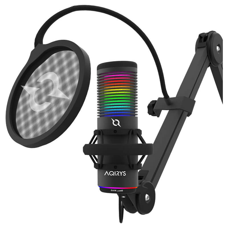 Micro Gamer AQIRYS GALILEO RGB, Double condensateur, Cardioïde et omnidirectionnel Micro Gamer AQIRYS GALILEO RGB, Double condensateur, Cardioïde et omnidirectionnel