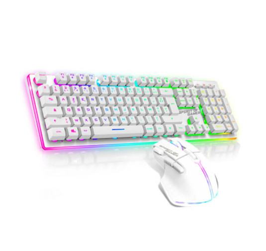 Pack Gamer SOG ULTIMATE 600 ARTIC, Filaire, Clavier Semi Mécanique + Souris , RGB, Blanc